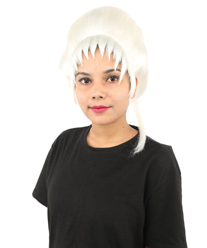 HPO Adult Women's Avant-Garde Bouffant Wig | Multiple Color Options | Create of synthetic fiber, massive smooth updo with micro bangs, breathable base | Party, Halloween, theater, drag, performance, costume events