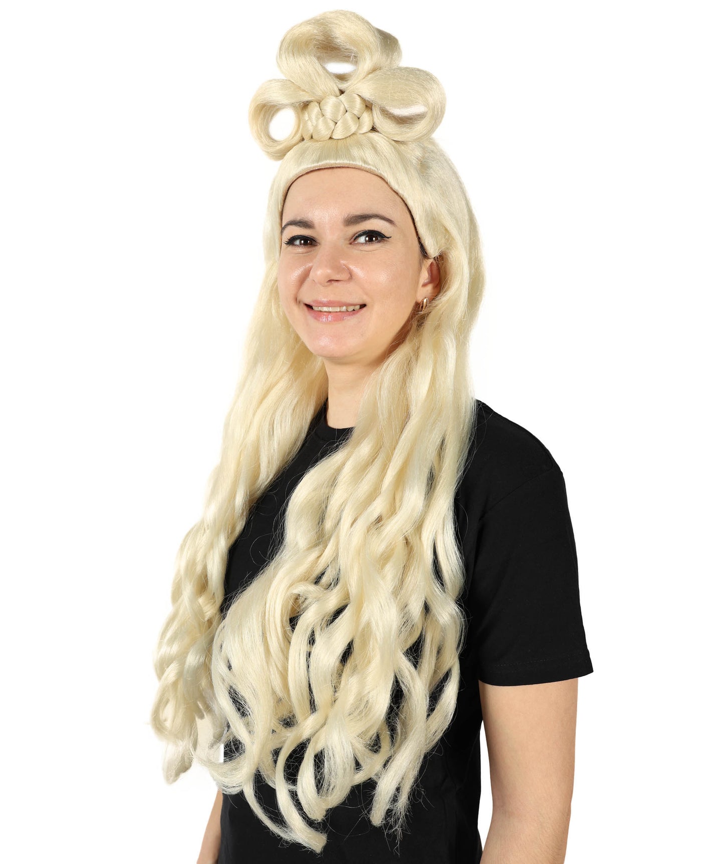 HPO Women's Long Curl Wig with Ring , Multiple Color Options , Flame-retardant Synthetic Fiber