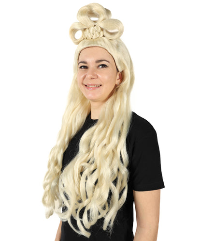 HPO Women's Long Curl Wig with Ring , Multiple Color Options , Flame-retardant Synthetic Fiber