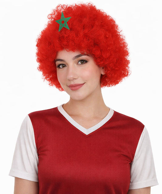 Morocco Flag Sport Afro Halloween Wig