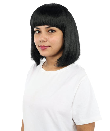 Adult Women’s Medium Bob Wig with Bangs – Layered Hairstyle with Soft Synthetic Fibers & Smooth Texture With Standard Cap | Stylish Hairpiece for Cosplay, Parties & Photo Shoots | Multicolor Options