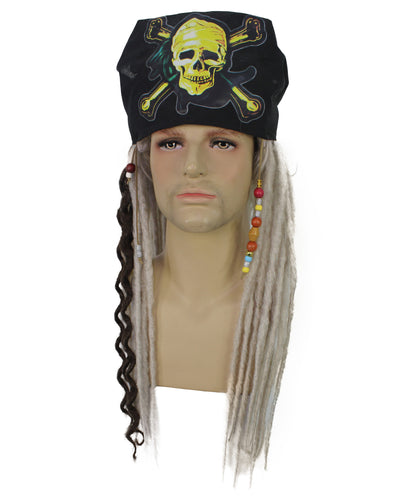 HPO Men's Pirate Dreadlocks Multicolor Options Wig | Halloween and Cosplay Wig | Flame-retardant Synthetic Fiber