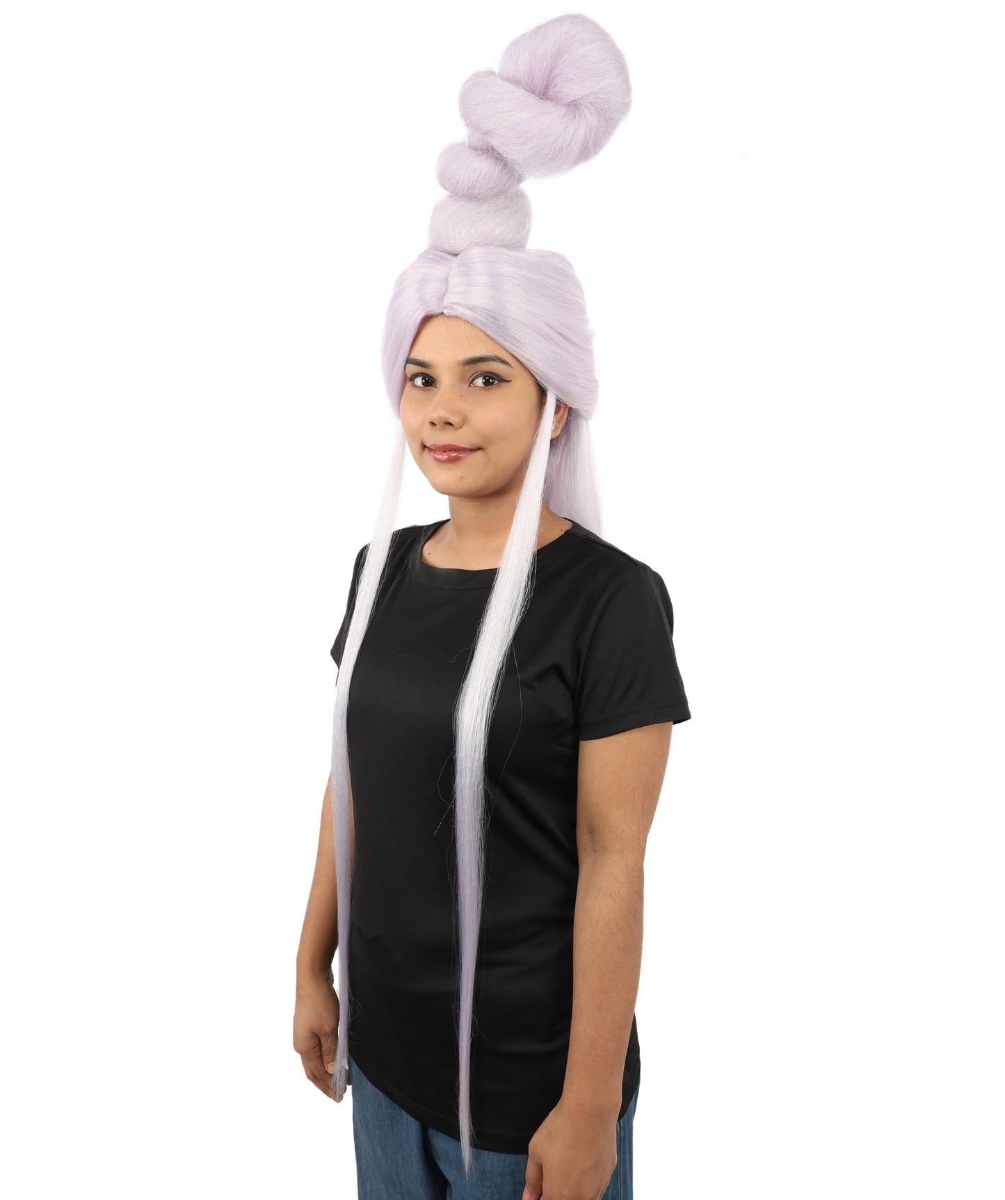 HPO Adult Women's Sculpted Loop Topknot Wig | Multiple Color Options | Create of synthetic fiber, gravity-defying twisted vertical bun with long face-framing strands, breathable base | Party, Halloween, theater, drag, performance, costume events