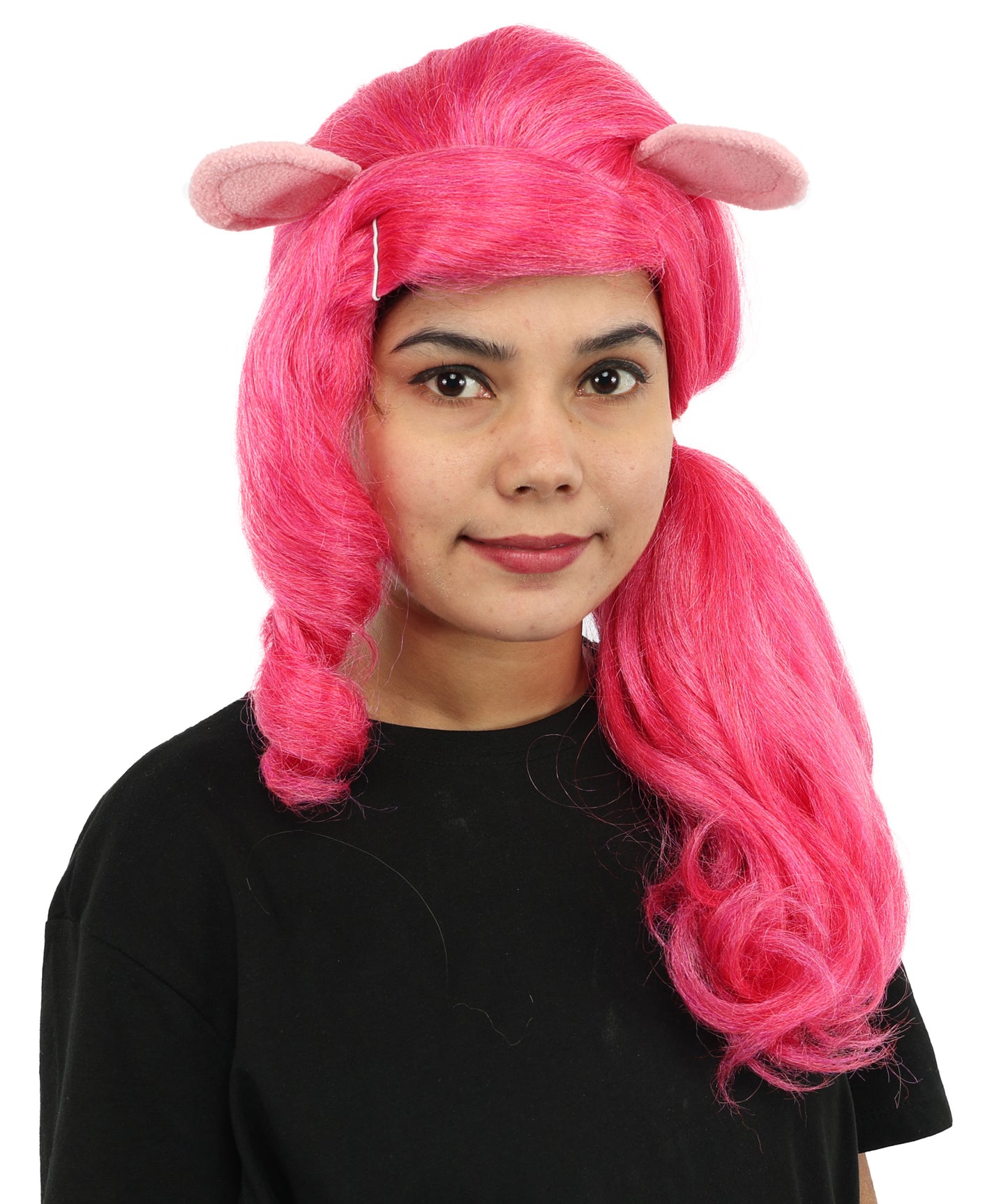 HPO Women’s 20” Pink Ponytail Wig with Cute Accessory | Fun Hairpiece for Halloween, Cosplay Parties & Roleplay | Capless Cap Design