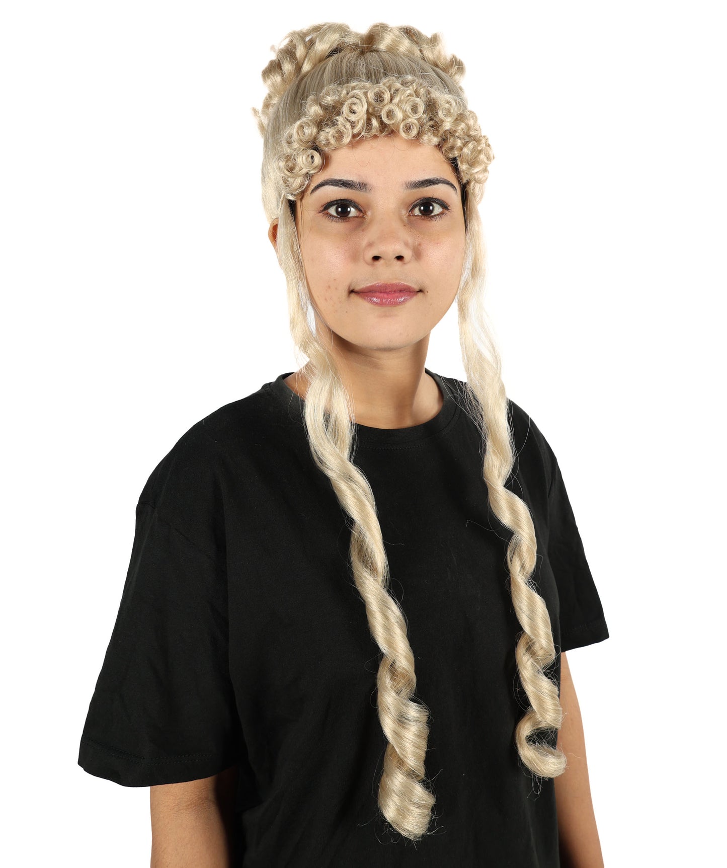 HPO Women's Mythological Blonde Wig with Ringlets | Long Curly White  Hairpiece | Adjustable Inner Cap for Halloween, Theater & Stage