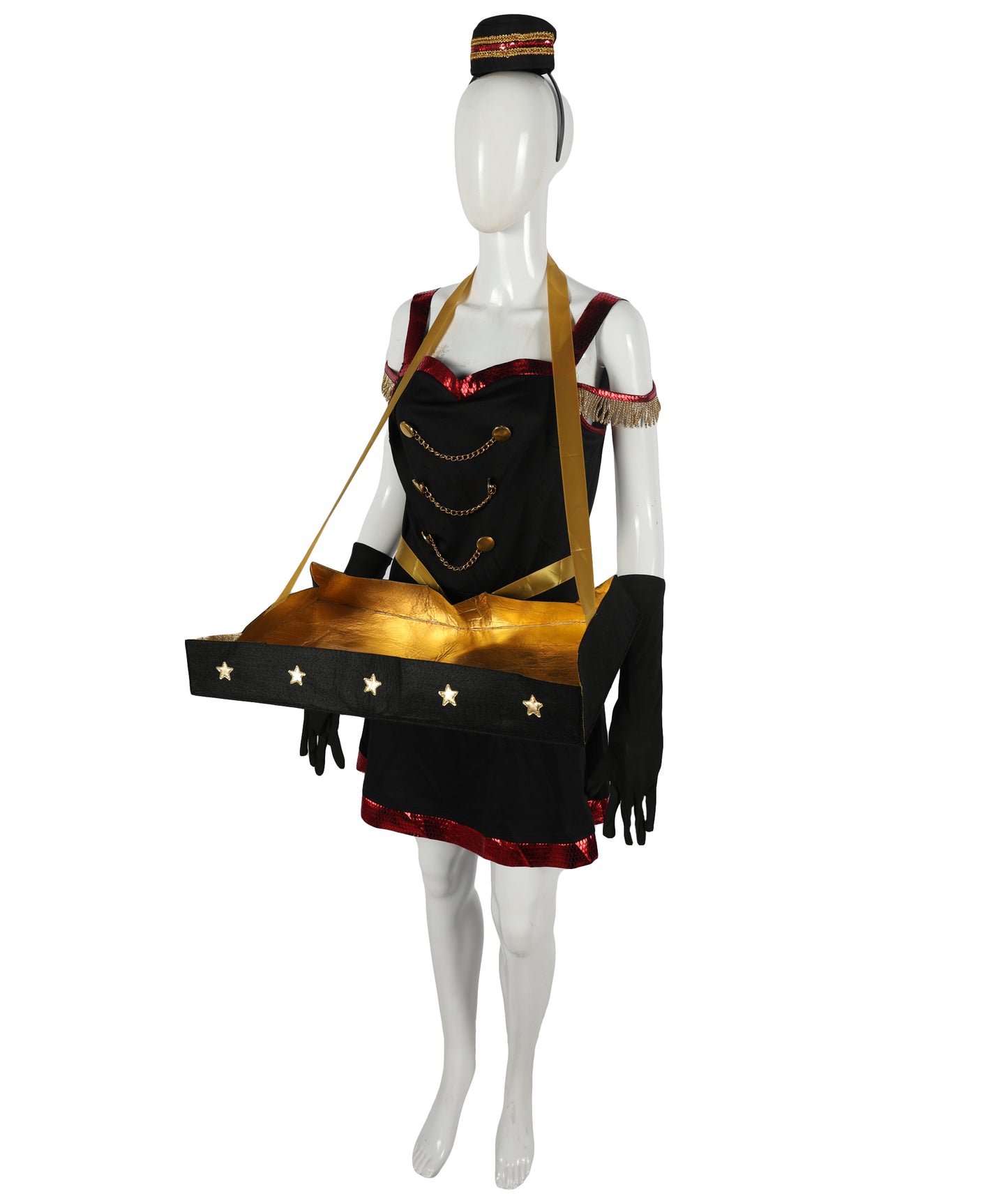 HPO Adult Women’s Vintage Cigarette Girl Costume – Satin Dress for Halloween, Theater, and 1920s Themed Events