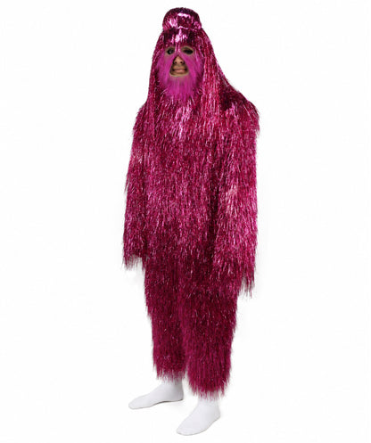 HPO UnisexTinsel Hairy Costume, Bundle & Mask Set | Full-Body Suit & Matching Mask | Long Hair Funny Costume for Halloween, Performers, Cosplay & Mascots | Multicolor Options