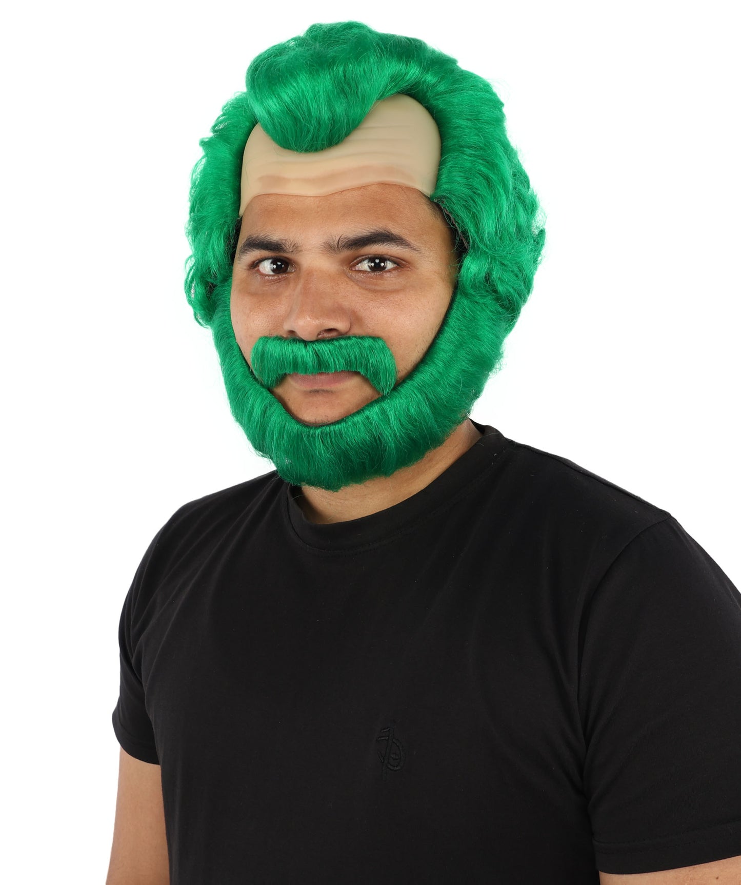 HPO Men’s Short Brown Curly Wig Beard & Mustache Set – Messy Sleepy Style Wig with Natural Afro Curls | Animated Movie-Inspired for Halloween & Cosplay Characters