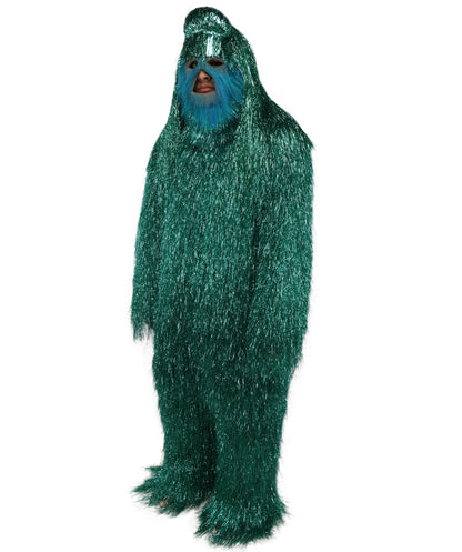 HPO UnisexTinsel Hairy Costume, Bundle & Mask Set | Full-Body Suit & Matching Mask | Long Hair Funny Costume for Halloween, Performers, Cosplay & Mascots | Multicolor Options