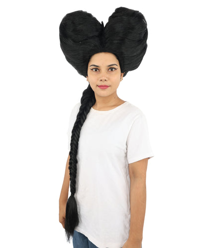HPO Women’s Extra Long Golden Brown Count Dracula Wig | 42 Inch Synthetic Hairpiece Ideal for Gothic Noble Costume Halloween Cosplay Party Fancy Dress