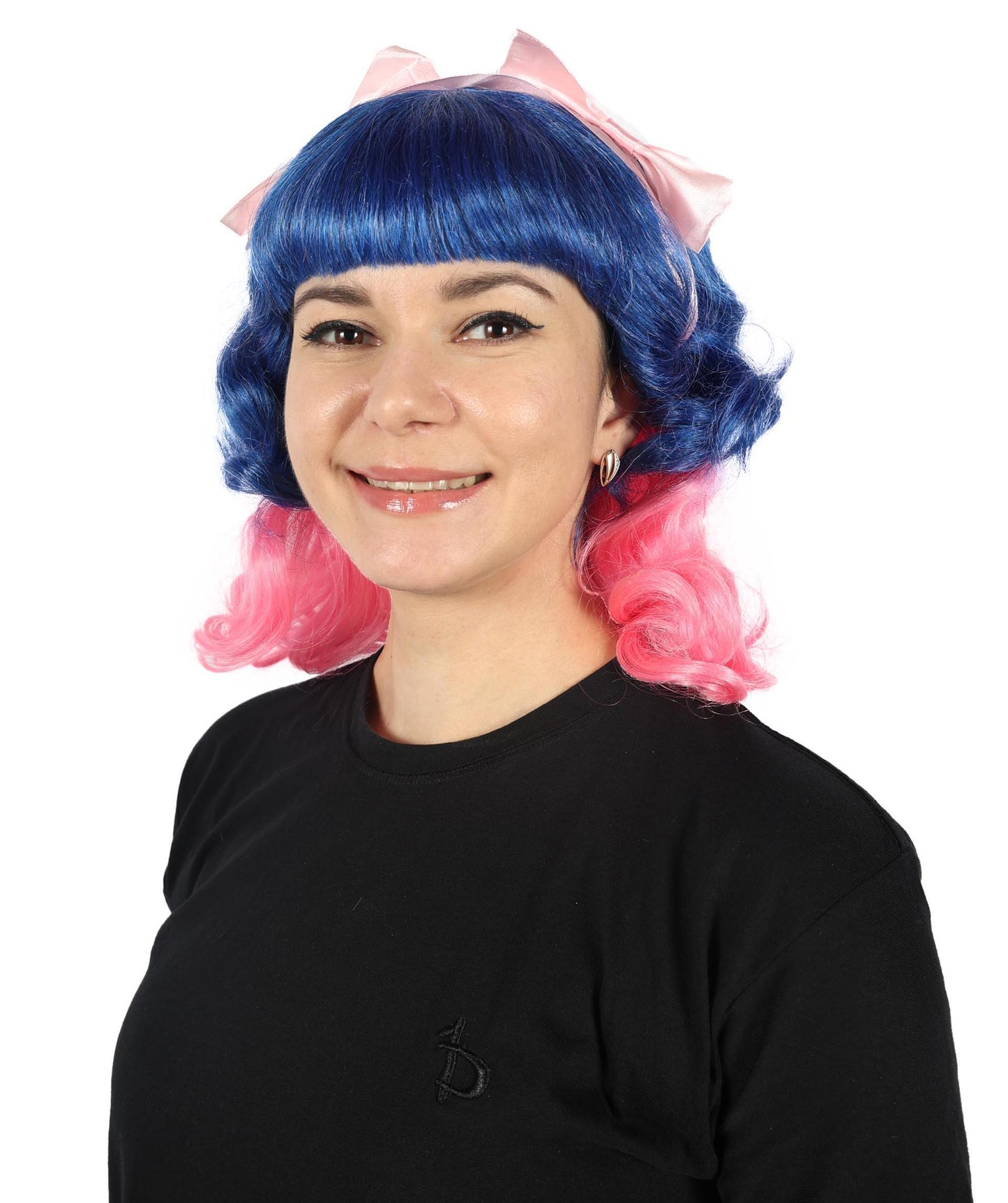 Women's Short Wavy Multicolor Double Bow Celebrity Wig | Halloween Wig | Flame-retardant Synthetic Fiber