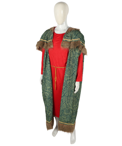 HPO Adult Men's Vintage Santa Claus Costume | Classic Red Velvet Suit with White Faux Fur Trim | Christmas Party Holiday Outfit