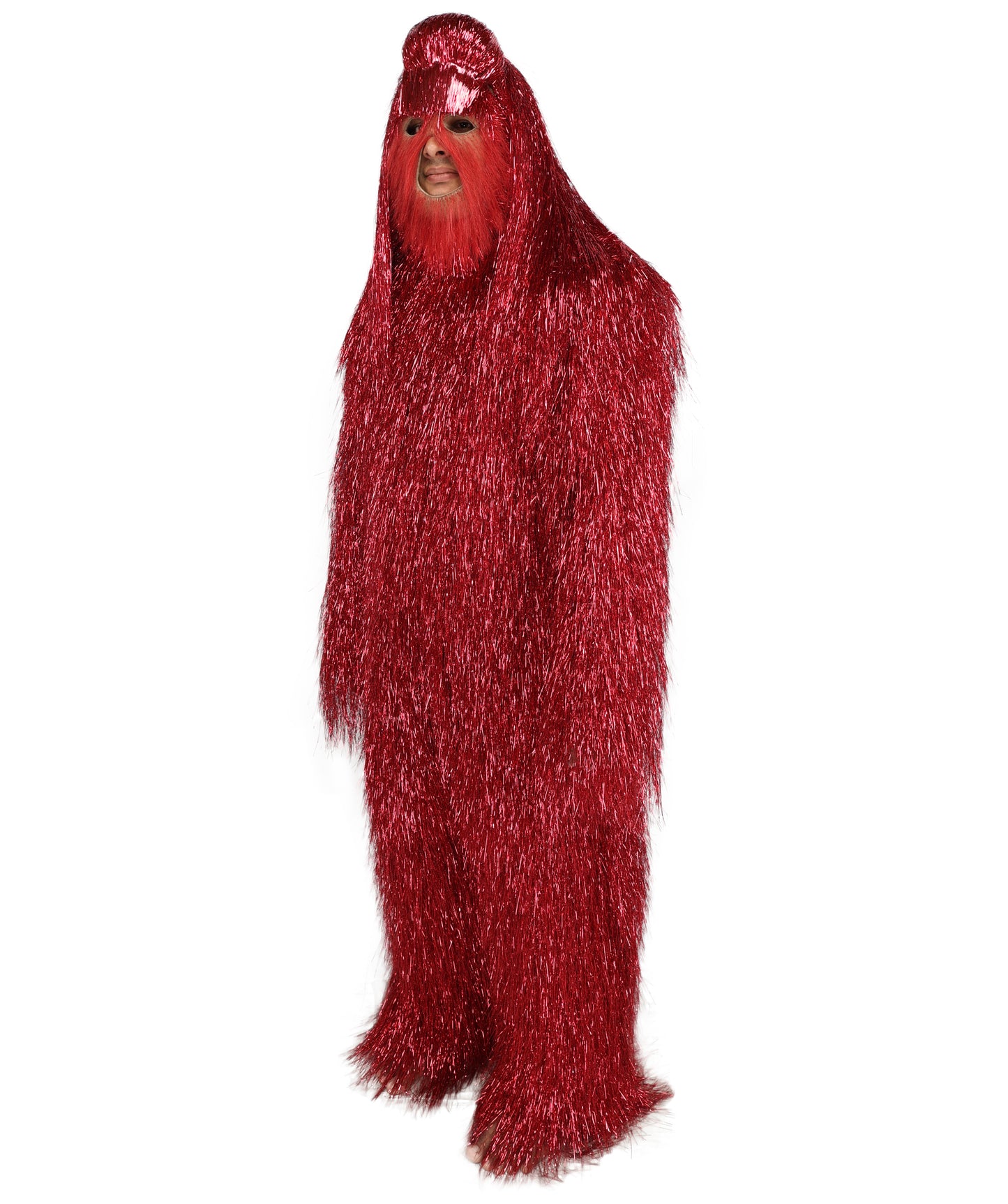 HPO Unisex Teen Extreme Tinsel Hairy Person Costume Bundle & Mask Set - Full-Body Tinsel Hair Suit Extra-Long Costume Wig for Halloween, Cosplay & Parties - Multiple Color Options