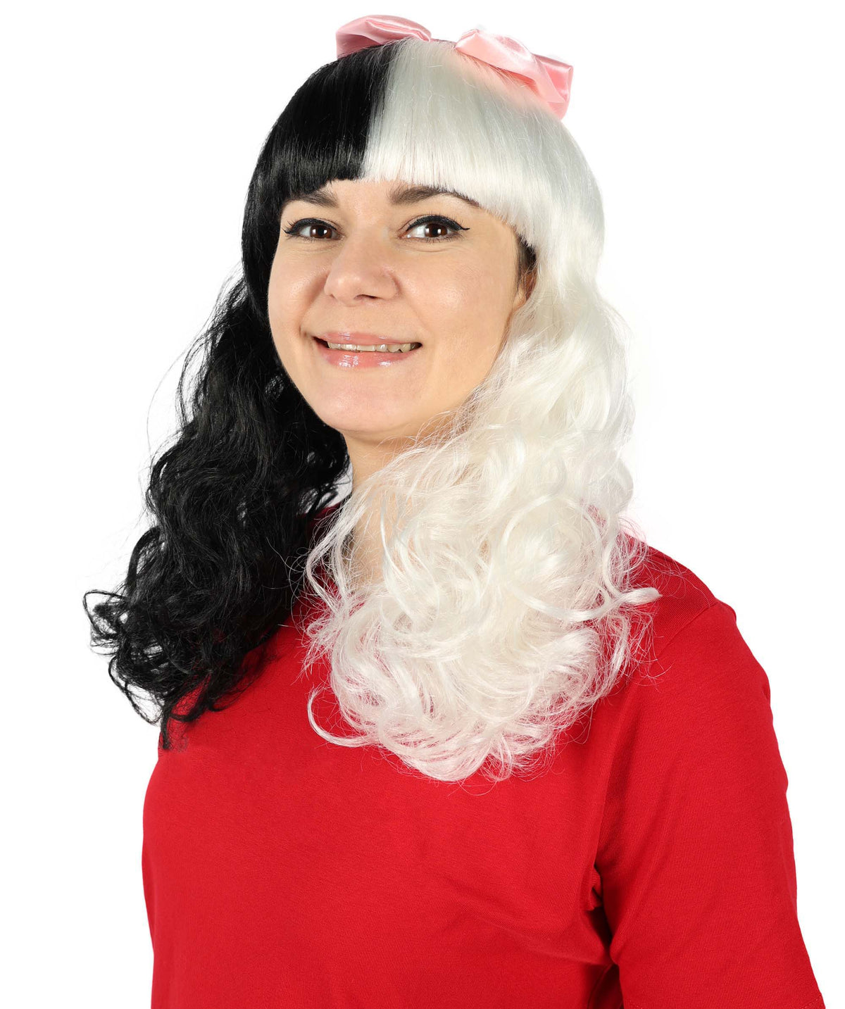 Women's Doll Wig | Pink Bow Purple & Black Wig | Premium Breathable Capless Cap