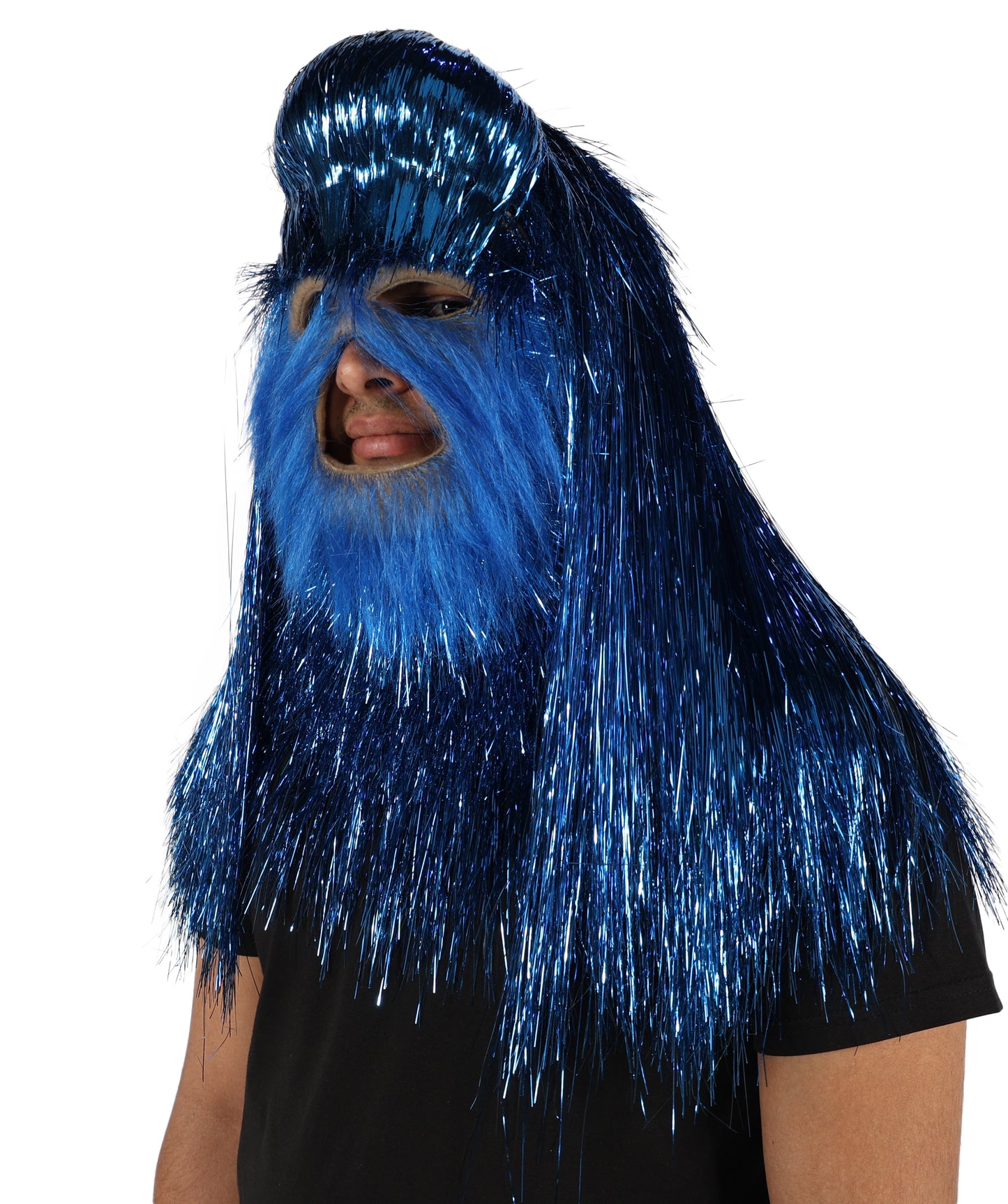 HPO UnisexTinsel Hairy Costume, Bundle & Mask Set | Full-Body Suit & Matching Mask | Long Hair Funny Costume for Halloween, Performers, Cosplay & Mascots | Multicolor Options