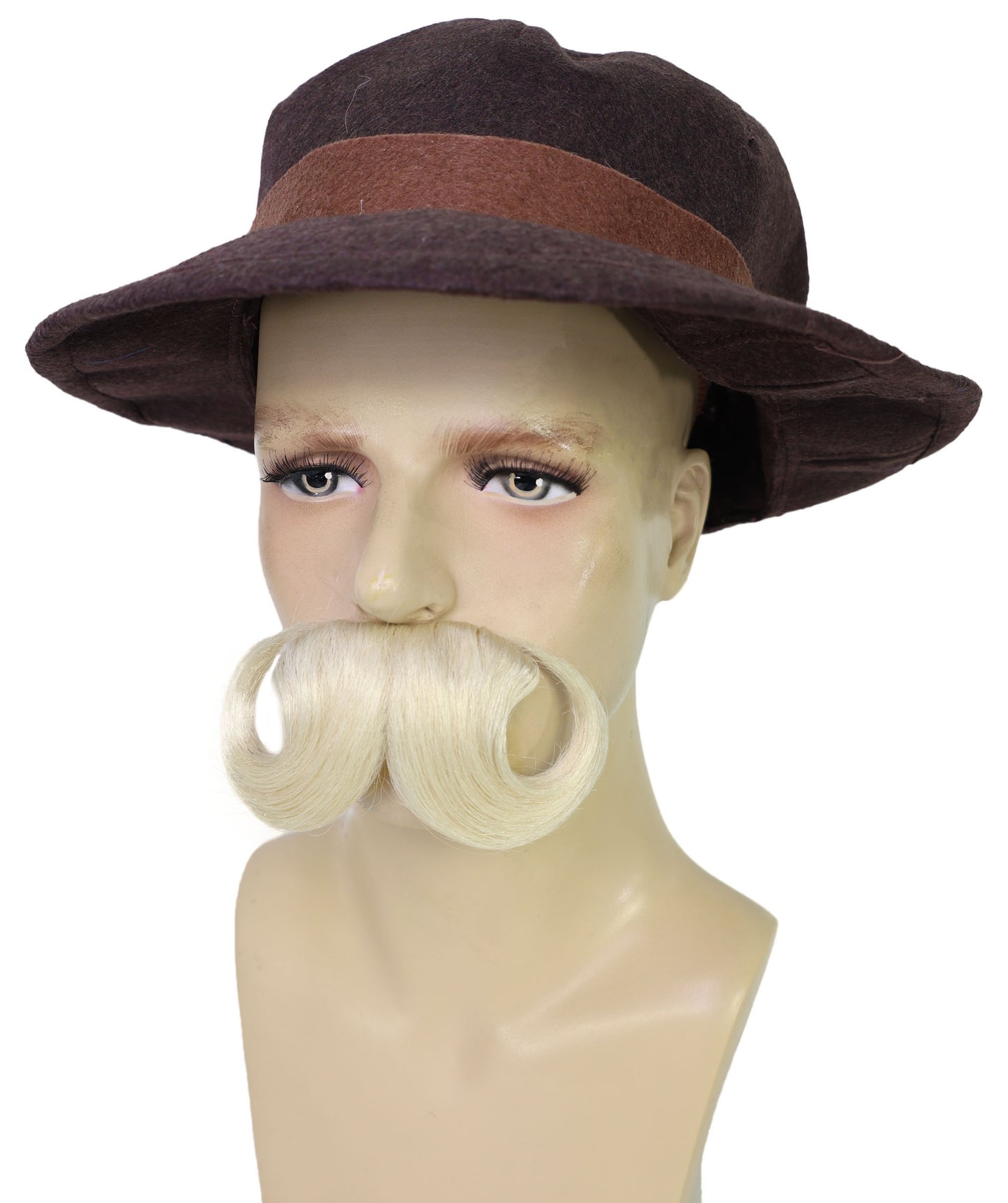 Men's Deluxe Bavarian Trenker Brown Hat & Blonde Mustache – Oktoberfest Accessory Set