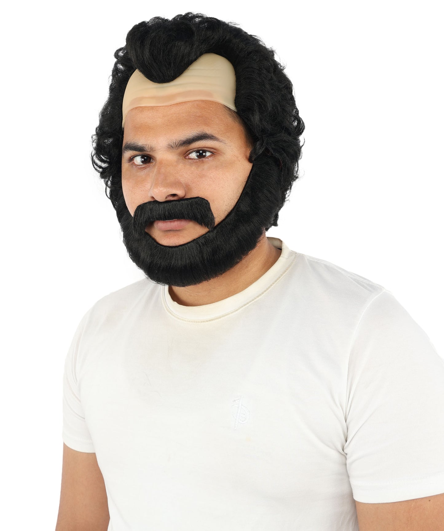 HPO Men’s Short Brown Curly Wig Beard & Mustache Set – Messy Sleepy Style Wig with Natural Afro Curls | Animated Movie-Inspired for Halloween & Cosplay Characters