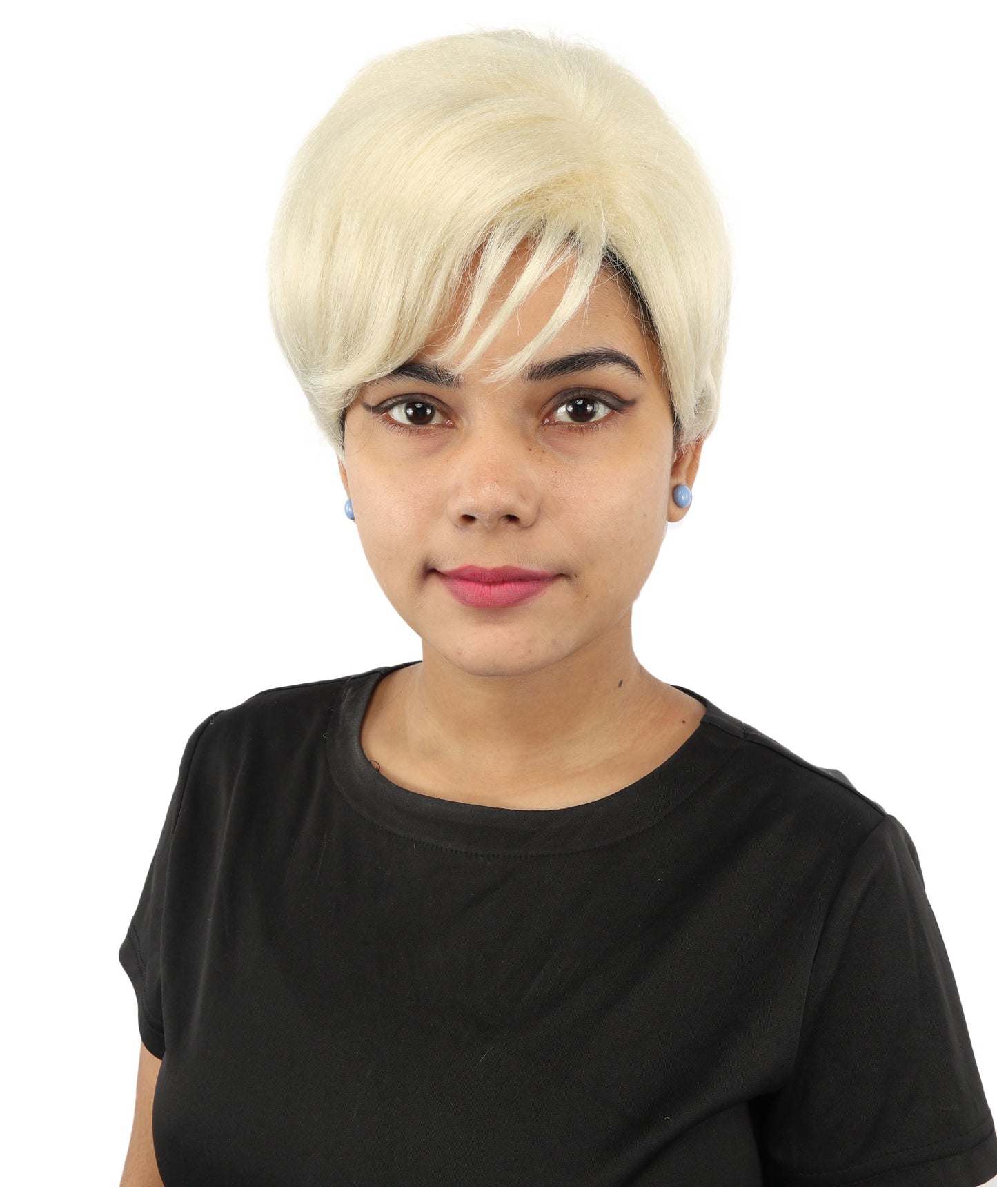 HPO Adult Women’s Short Black Wig | 10 Inch, Sleek and Smooth Bob Hairpiece | Ideal for Cosplay, Costume, and Themed Events