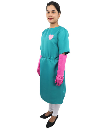 HPO Fantasy Gothic Surgical Costume – Knee Length Gown with Structured Waist Shape |Visual Appearance for Theme Parties
