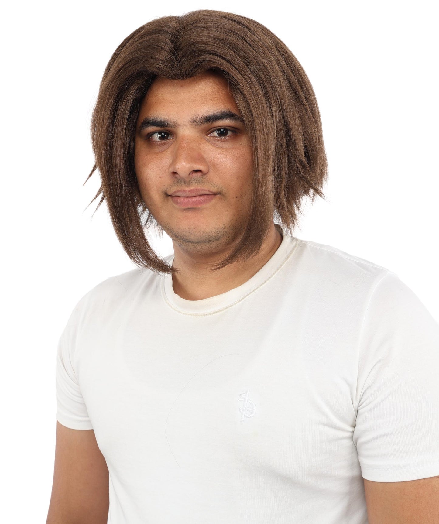 HPO Men's Two Tone Black & White Layered Anime Hair | Frosted Tips Messy Style, Natural Matte Finish, Adjustable Interior Net & Durable Strands | Carnival, Dress Up, Fantasy Conventions, Theater & Photo Shoots