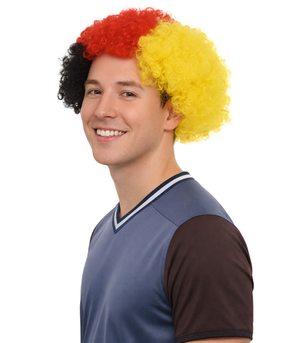 Germany Sport Afro Fun Wig | Jumbo Red Black Yellow Wig