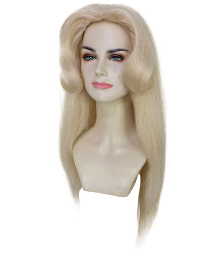 HPO Adult Women's Glam Doll Style Blonde Long Straight Wig | Halloween and Cosplay Wig | Flame-retardant Synthetic Fiber