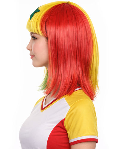 Senegal Flag Sport Party Bob Wig | Multicolor Africa National Pride Wigs | Premium Breathable Capless Cap