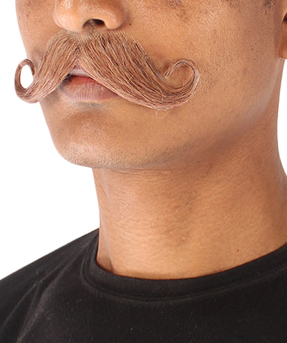 HPO Men's Light Brown Moustache by HPO | Synthetic Fiber for a Lifelike Appearance | Ideal for Halloween, or Themed Events | Natural-Looking Style