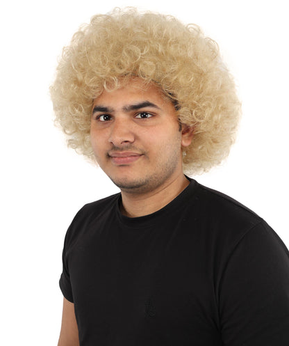 HPO Men's Multi-Color Options Curly Clown Wig | Flame-Retardant Synthetic Fiber and Standard Cap | Ideal for Parties, Cosplay, and Themed Events