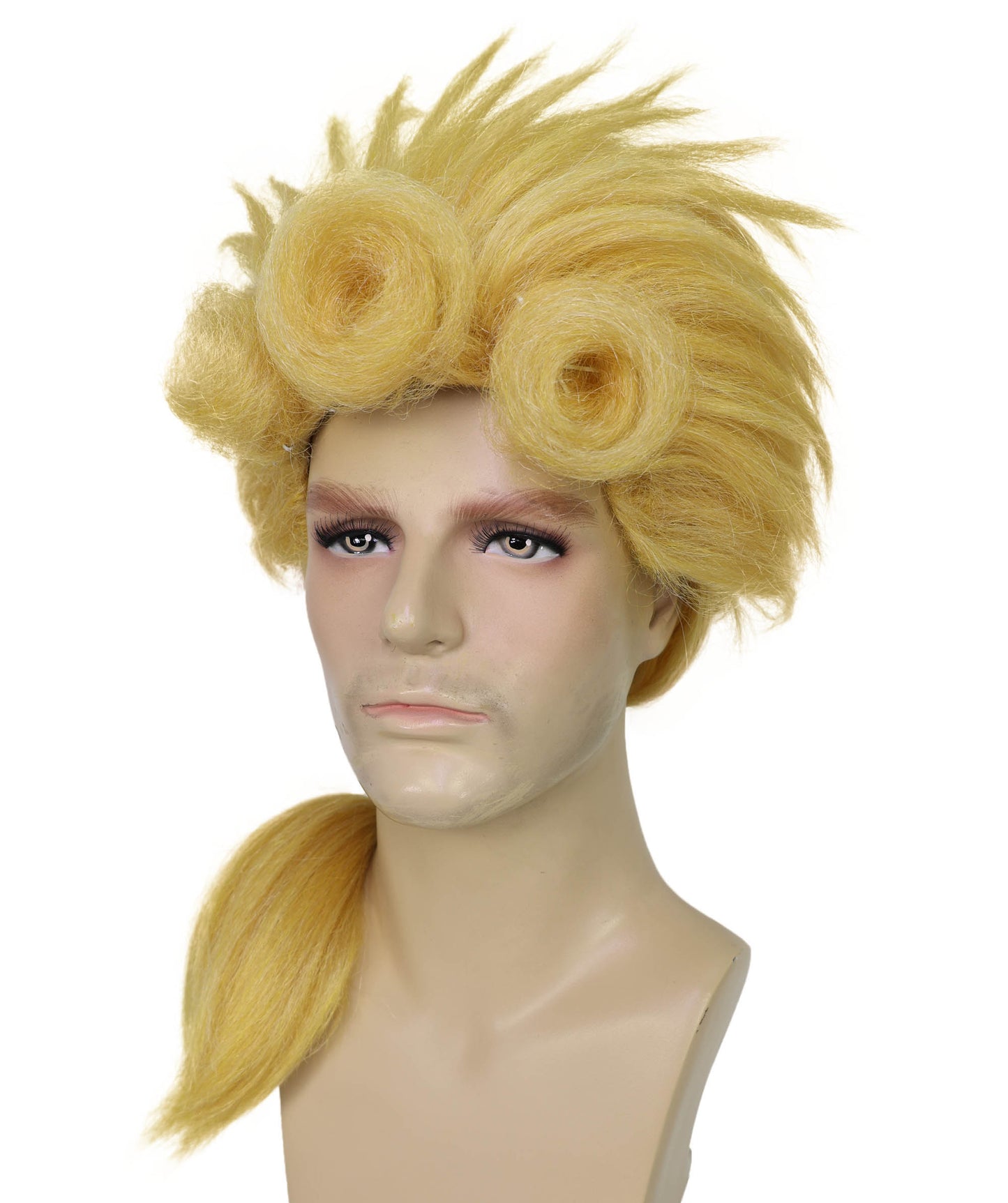 HPO Men's Anime-Inspired Golden Blonde Wig | Short Layered Costume Hairpiece | Breathable Capless Cap
