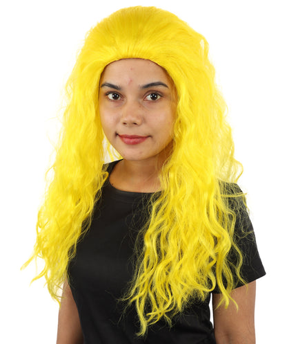 HPO Women’s Pink Long Wavy Wig | 25 Inch Long Hair with Capless Cap Design | Ideal for Playful at Halloween Cosplay, and Themed Parties