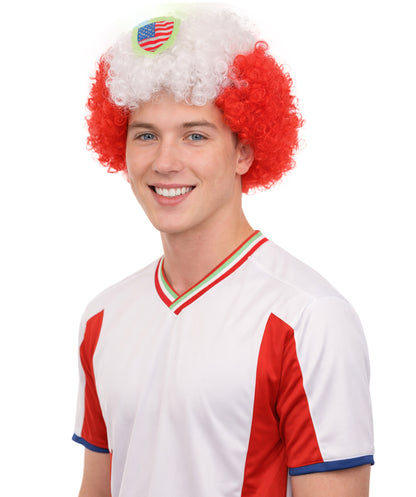 Peru Flag Sport Afro Wig |  Jumbo Red White Wig