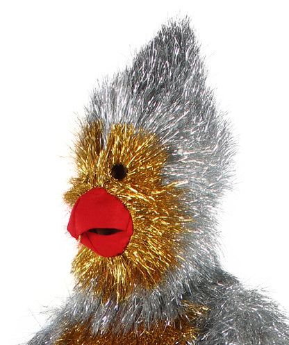 HPO Men's Furry Cardinal Mascot Tinsel Mask Costume, Halloween-Mask, Flame-retardant Tinsel Material