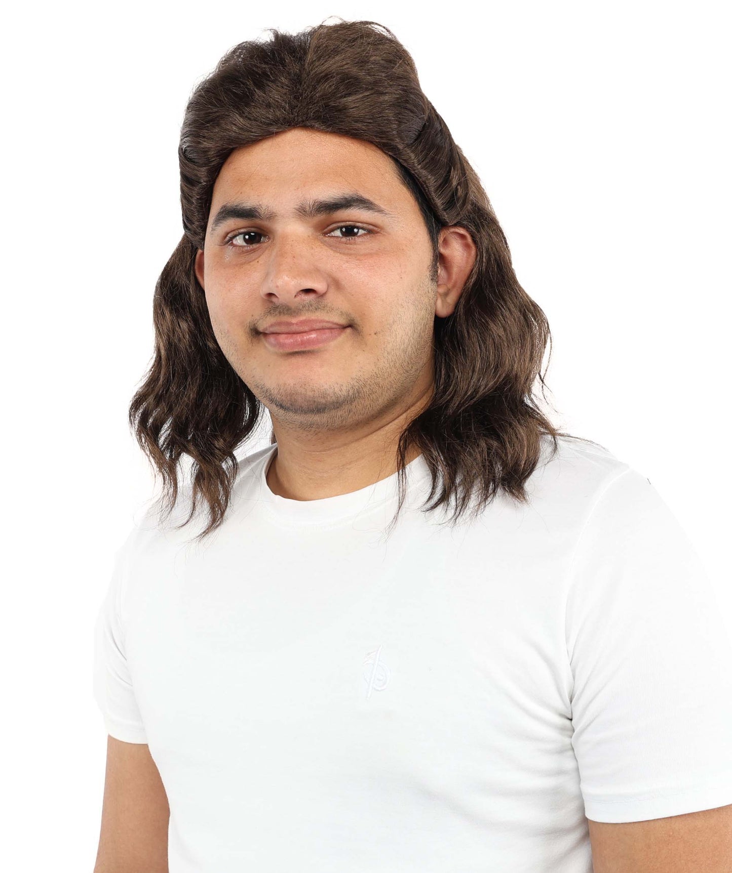 HPO Men's Wavy Synthetic Brown Wig | Layered Natural Hairpiece with Breathable Cap | Heat-Resistant Fiber for Cosplay & Halloween