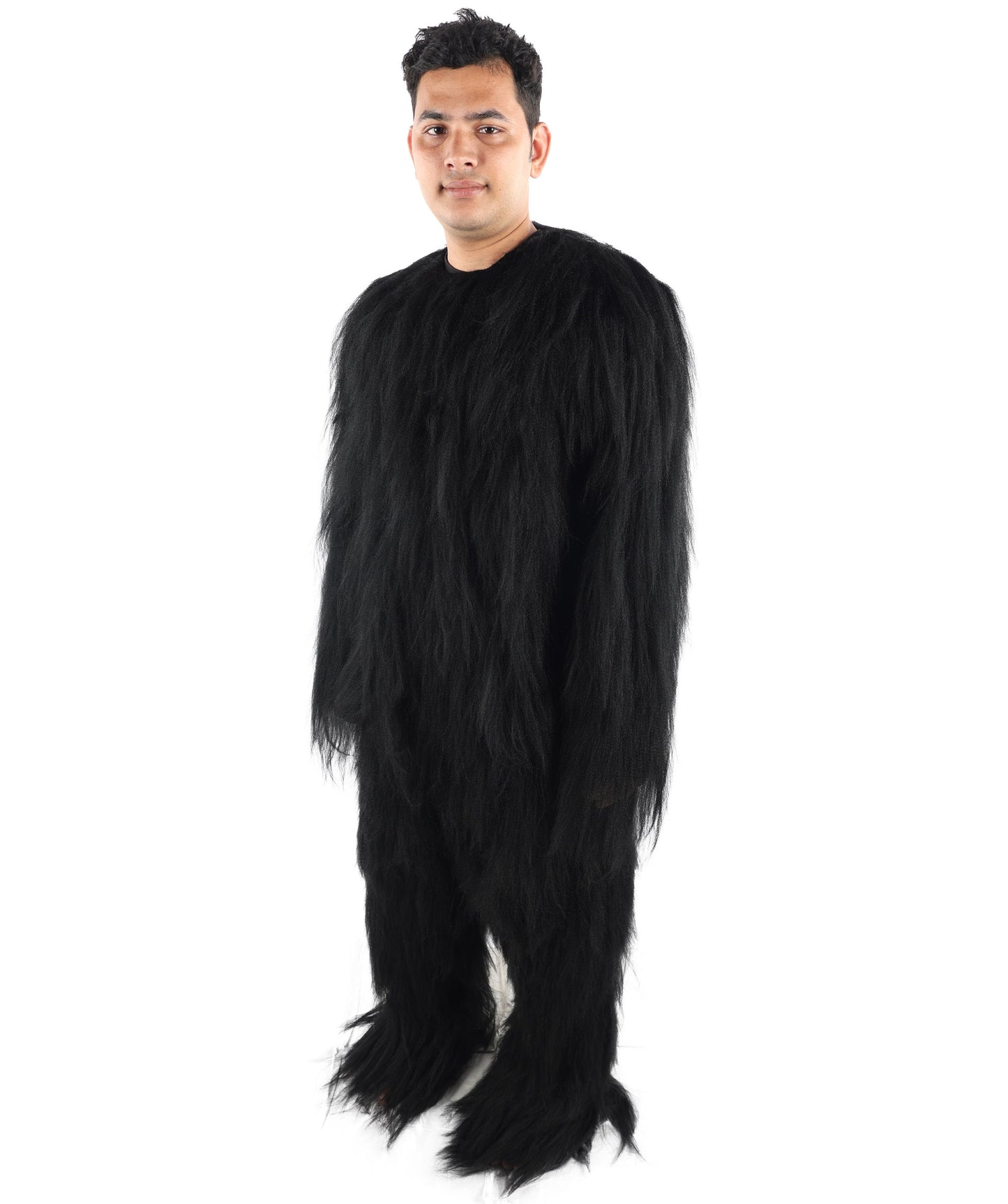 HPO Unisex Extreme Hairy Person Costume, Mask and Bundle - Full-Body Hair Suit Extra-Long Ash Brown Costume Wig for Halloween, Cosplay & Parties