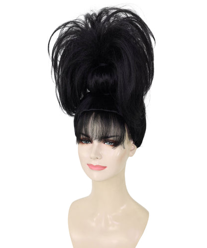 HPO Women's Curly Hip-Hop Style Black Wig – Synthetic Hairpiece for Parties, Festivals, and Stage Events