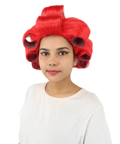 HPO Adult Women's Retro Roller Set Pink Wig | Multiple Color Options, create of synthetic fiber, large cylindrical curler texture, capless cap | Party, Halloween, theater, drag, performance, costume events