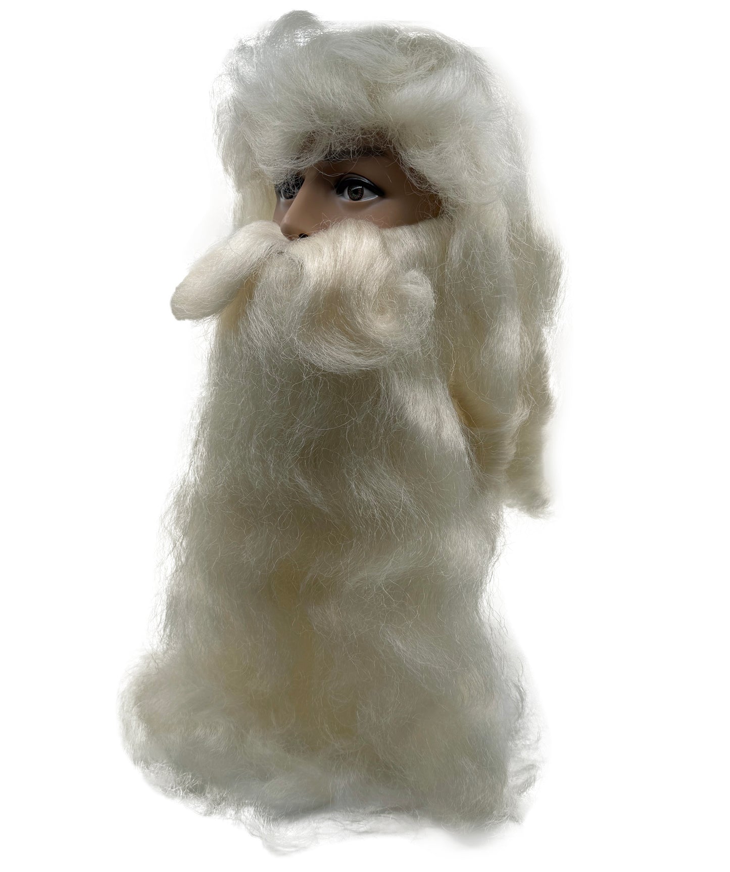 Adult Santa Claus Long Creamy white Wig & Curly Beard Set | Extra Long Festive Holiday Wig for Men | Breathable Capless Cap for Christmas, Cosplay, Parties & Events