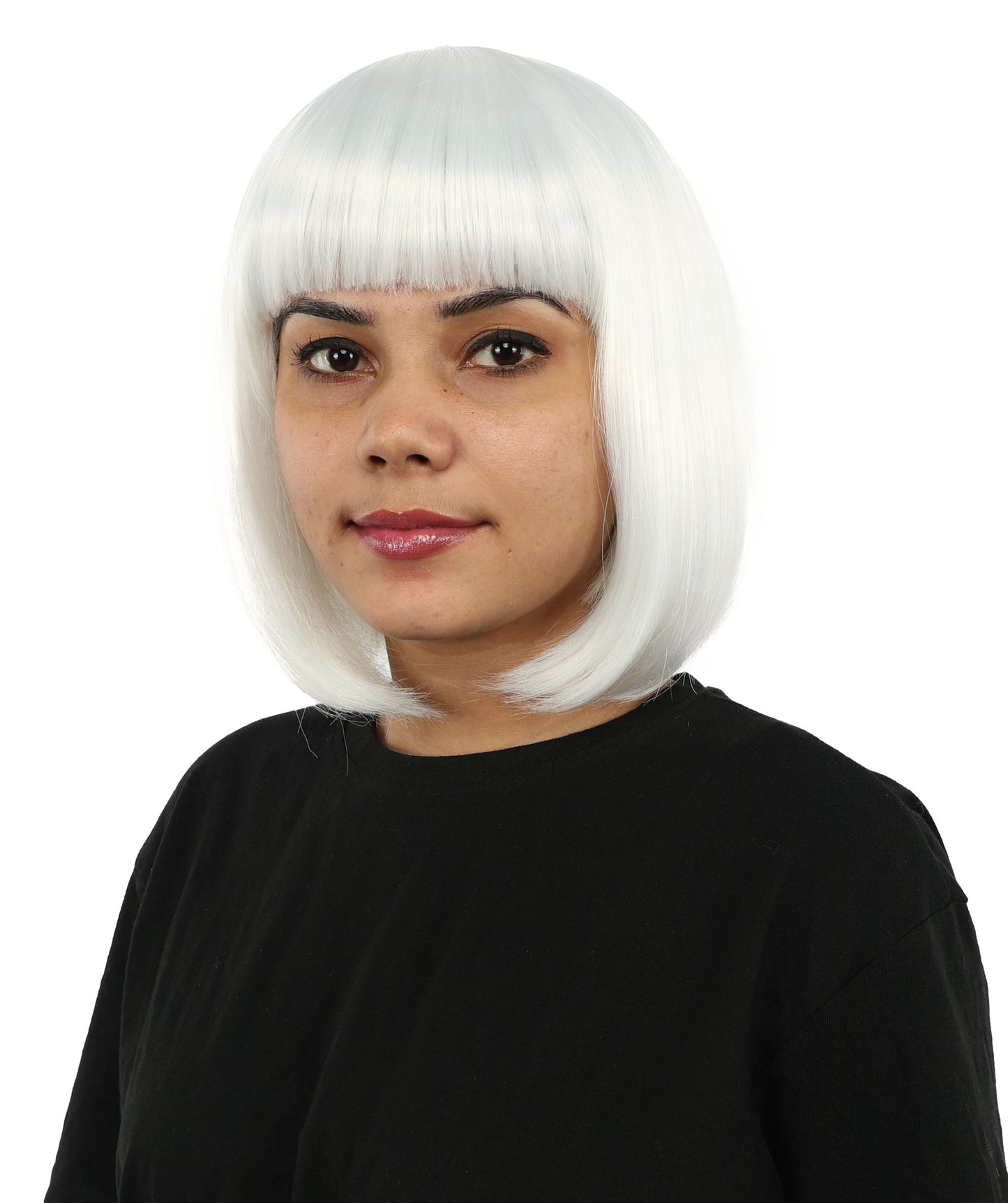 Adult Women’s Medium Bob Wig with Bangs – Layered Hairstyle with Soft Synthetic Fibers & Smooth Texture With Standard Cap | Stylish Hairpiece for Cosplay, Parties & Photo Shoots | Multicolor Options