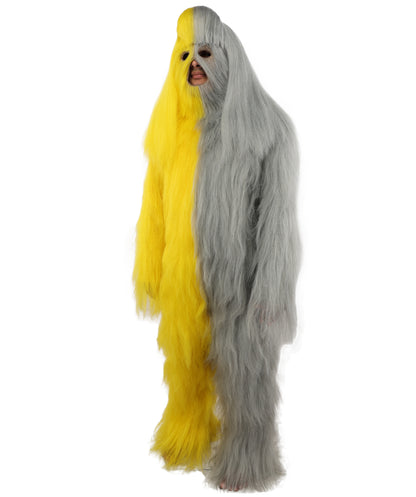 HPO  Extreme Hairy Person Two Part Costume, Mask and Bundle Set - Full-Body Hair Suit Extra-Long Costume Wig for Halloween, Cosplay & Parties - Multiple Color Options