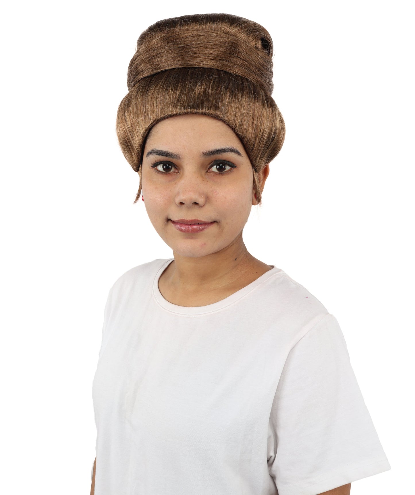 HPO Women's Brown Iconic Diva Roleplay Wig | Flame-resistant Synthetic Fiber with Capless Cap | Ideal for party, Halloween, cosplay, theater, drag, performance, costume events