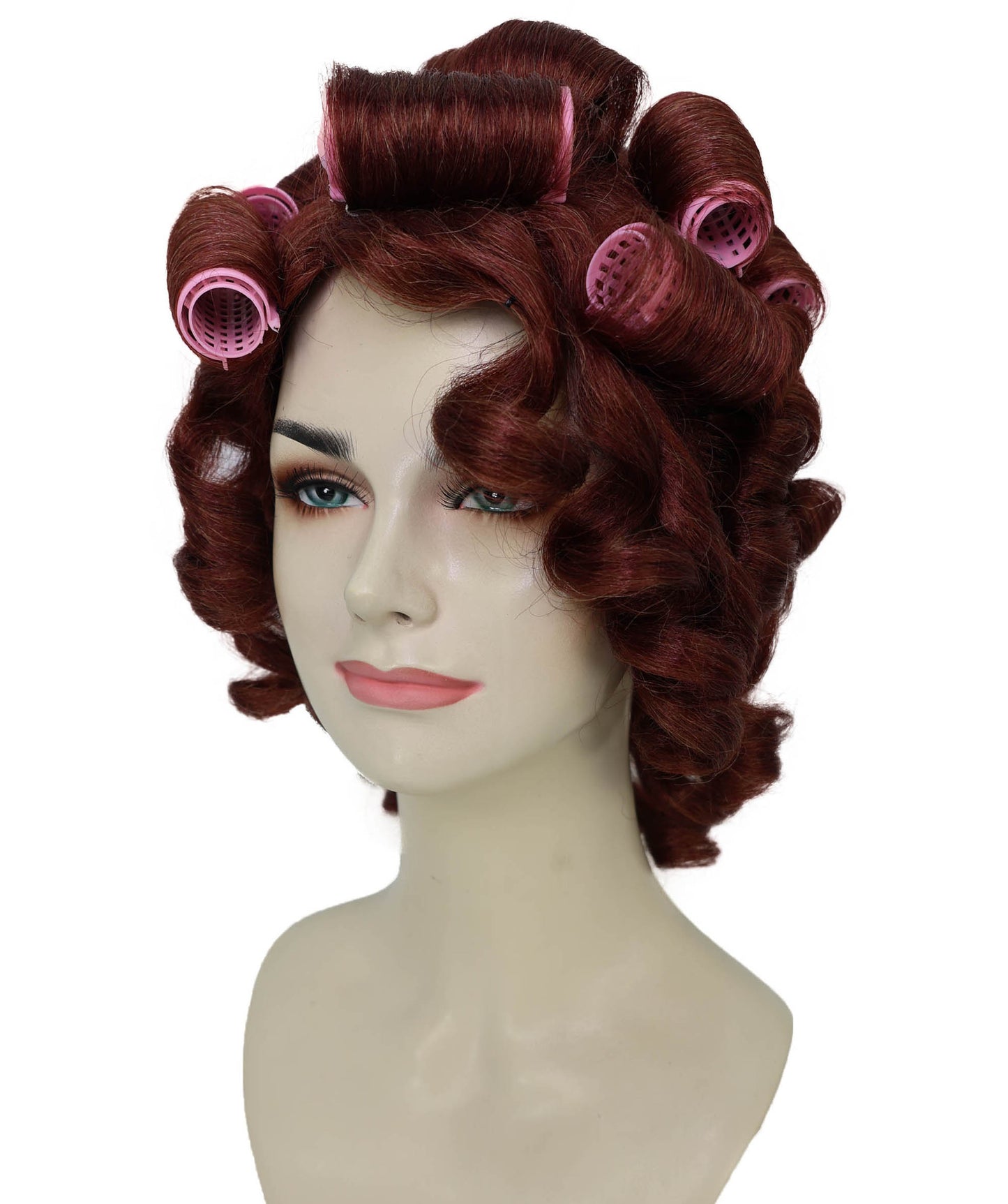 HPO Adult Women’s Vintage Glamour Wavy Wig with Large Voluminous Curls & Rollers |  Retro Style | Ideal for Halloween | Breathable Cap