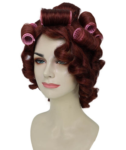 HPO Adult Women’s Vintage Glamour Wavy Wig with Large Voluminous Curls & Rollers |  Retro Style | Ideal for Halloween | Breathable Cap