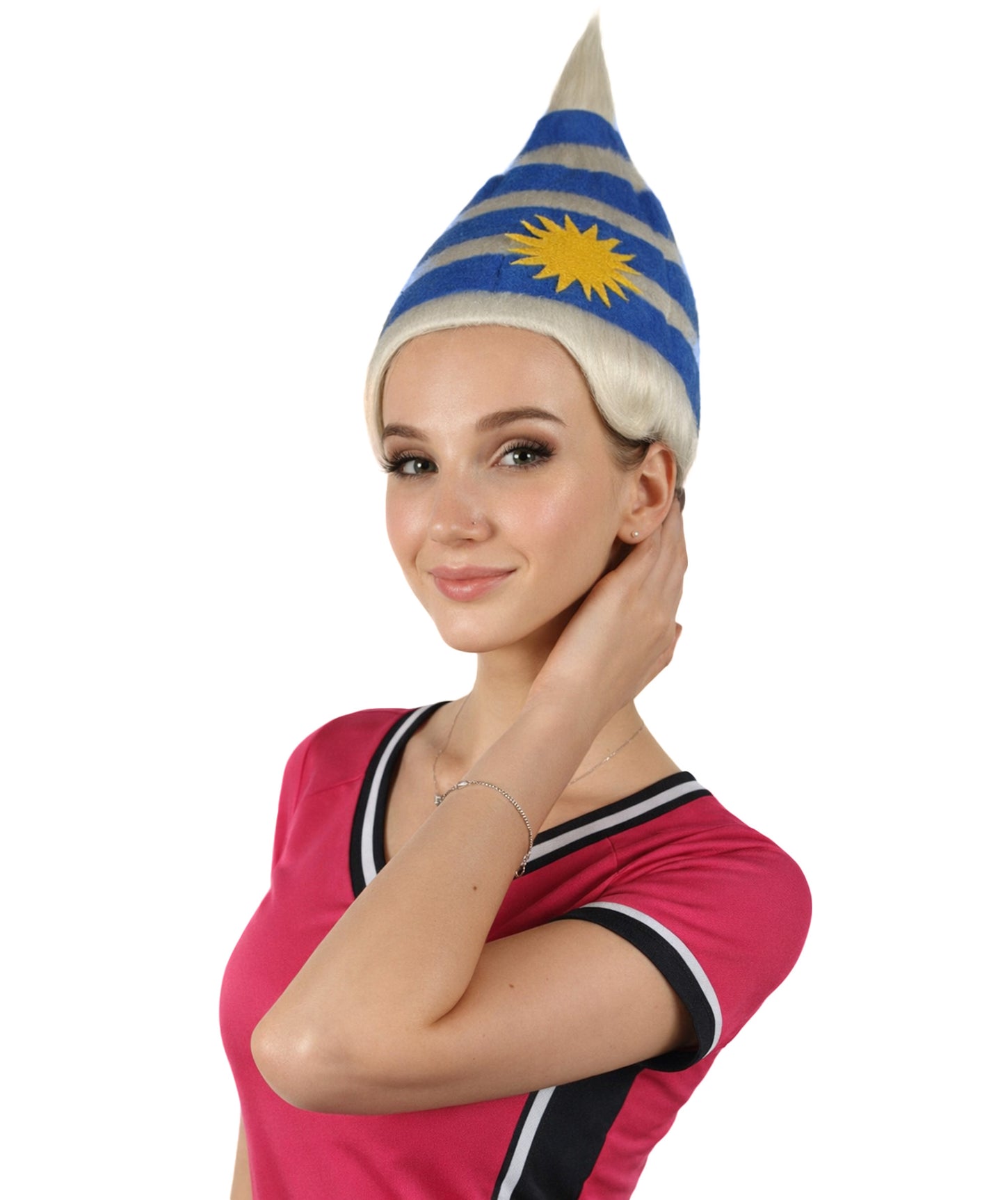 Uruguay Flag Sport Troll Wig | National Pride | Premium Breathable Capless Cap