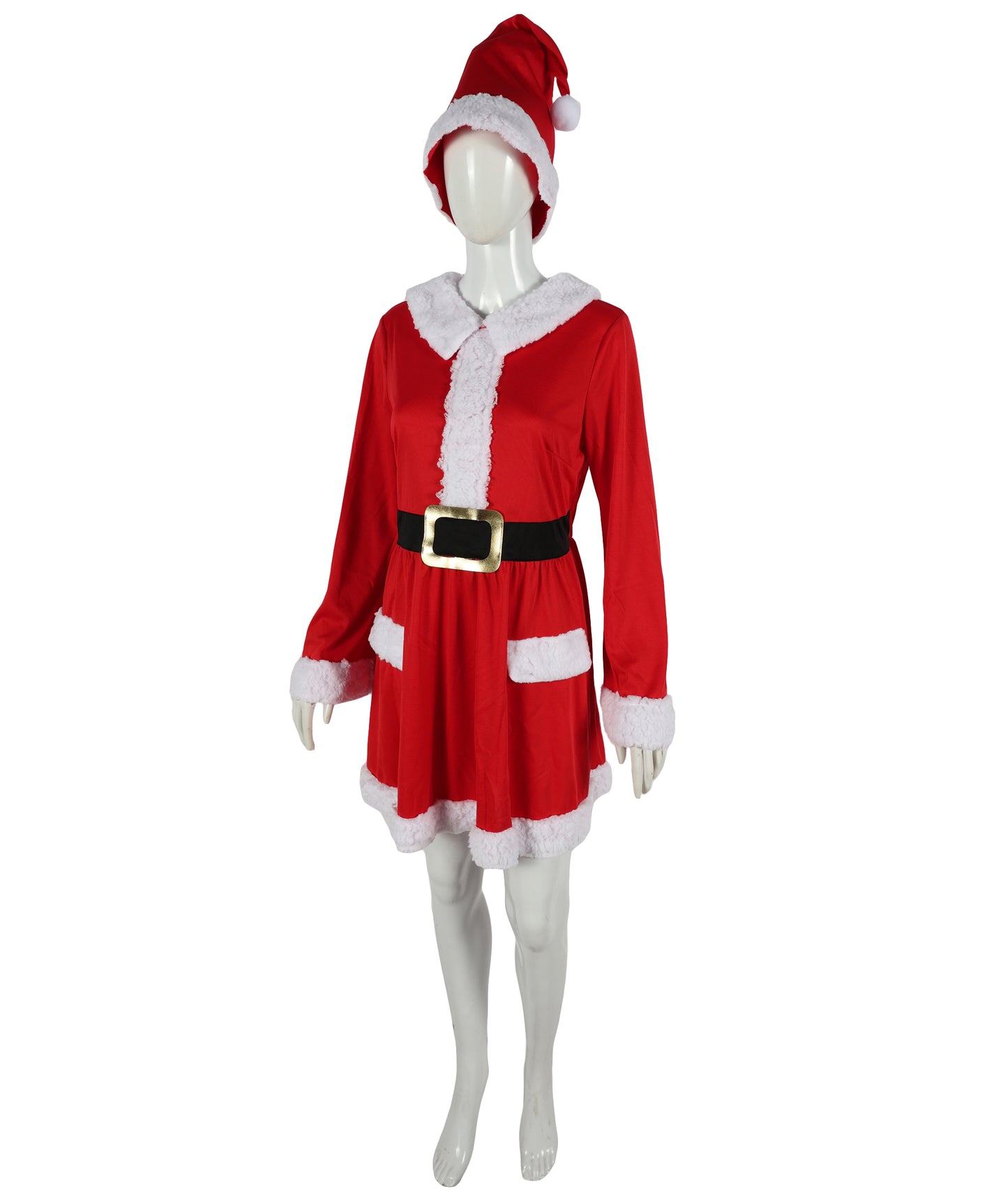 HPO Adult Women’s Inflatable Santa Dress Costume with Hat | Fun Holiday Party Outfit