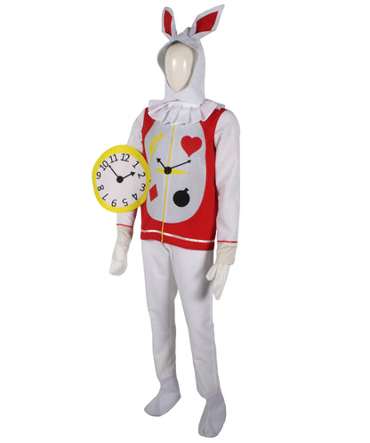 HPO Men's Red and White Rabbit Mascot Bunny Costume Suit | Perfect for Halloween| Flame-retardant Synthetic Fabric