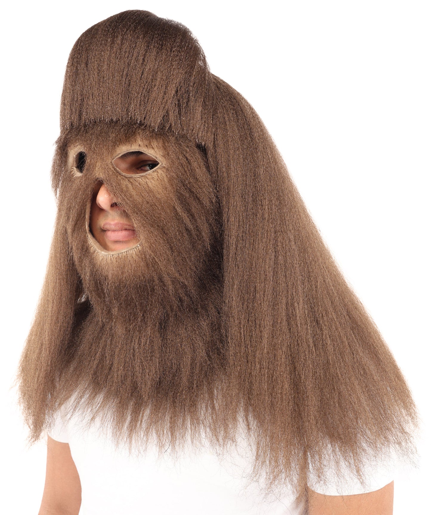 HPO Unisex Extreme Hairy Person Costume, Mask and Bundle - Full-Body Hair Suit Extra-Long Ash Brown Costume Wig for Halloween, Cosplay & Parties