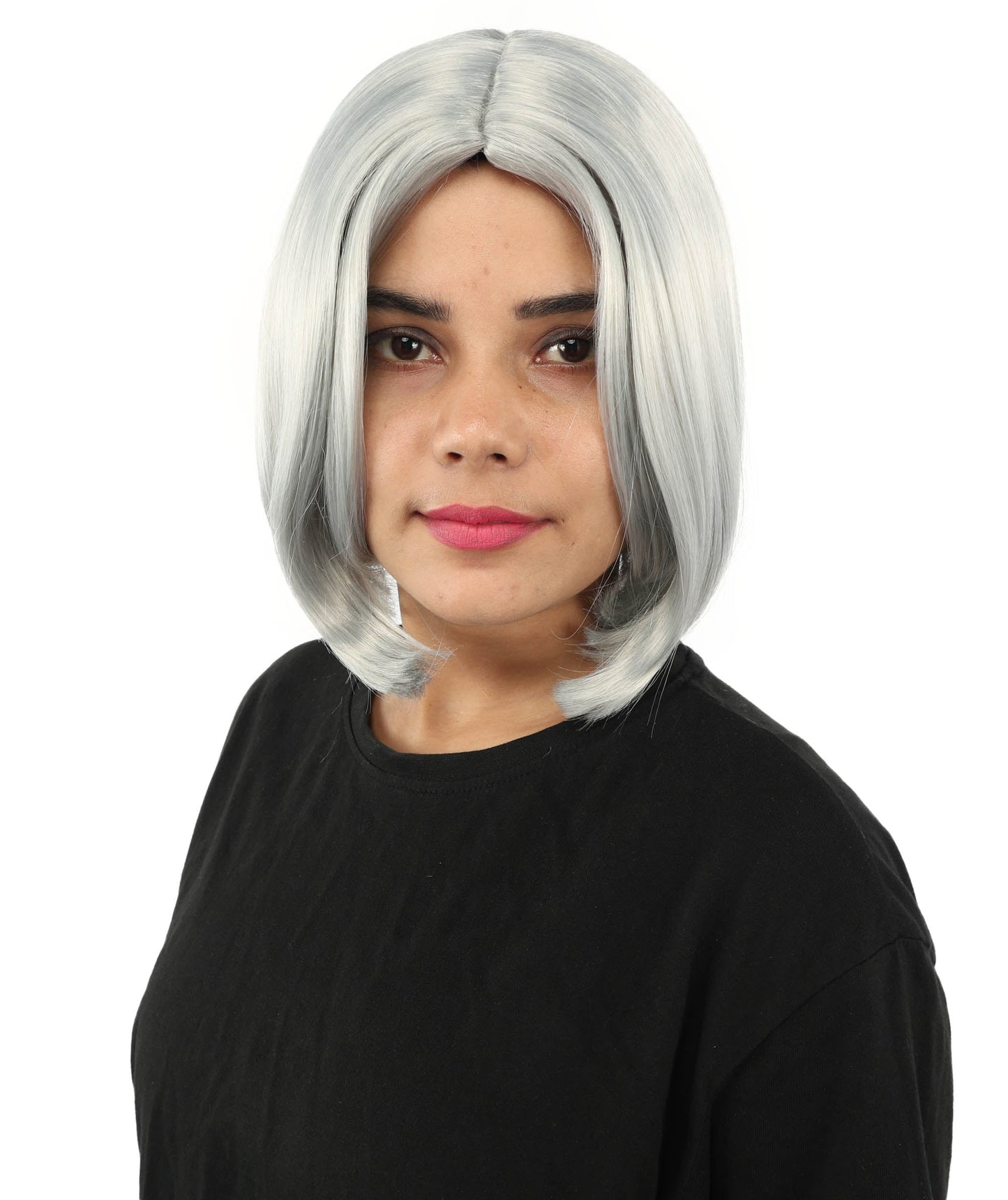Adult Women's Two-Tone Bob Wig | Multiple Color Options | Short Straight Blunt Cut Inspired by American Pop Artist Look | Natural Hairline for Halloween and Cosplay