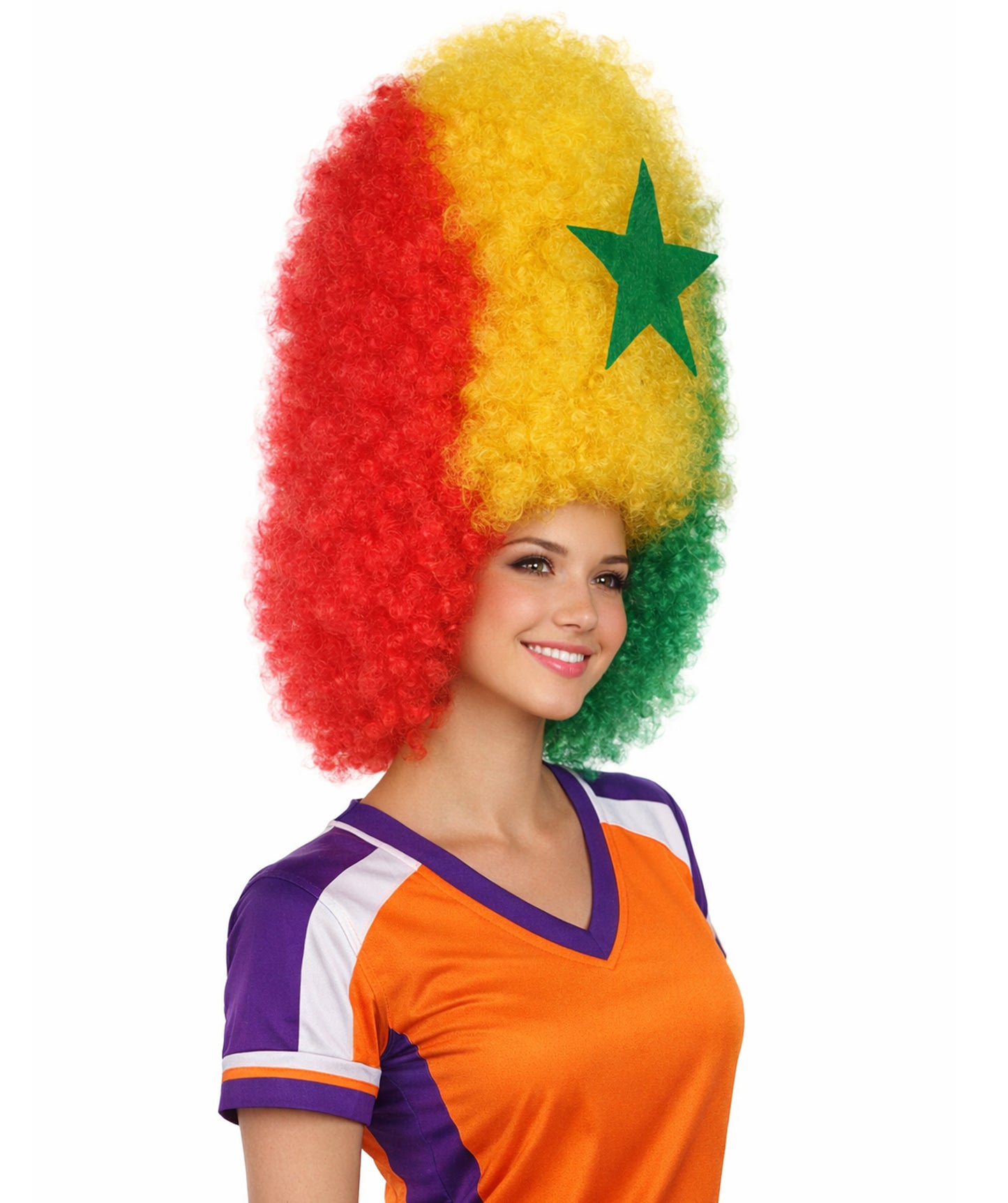 HPO Patriote Flag Sports Party Jumbo Multicolor Afro Wig I Flame-retardant Synthetic Fiber