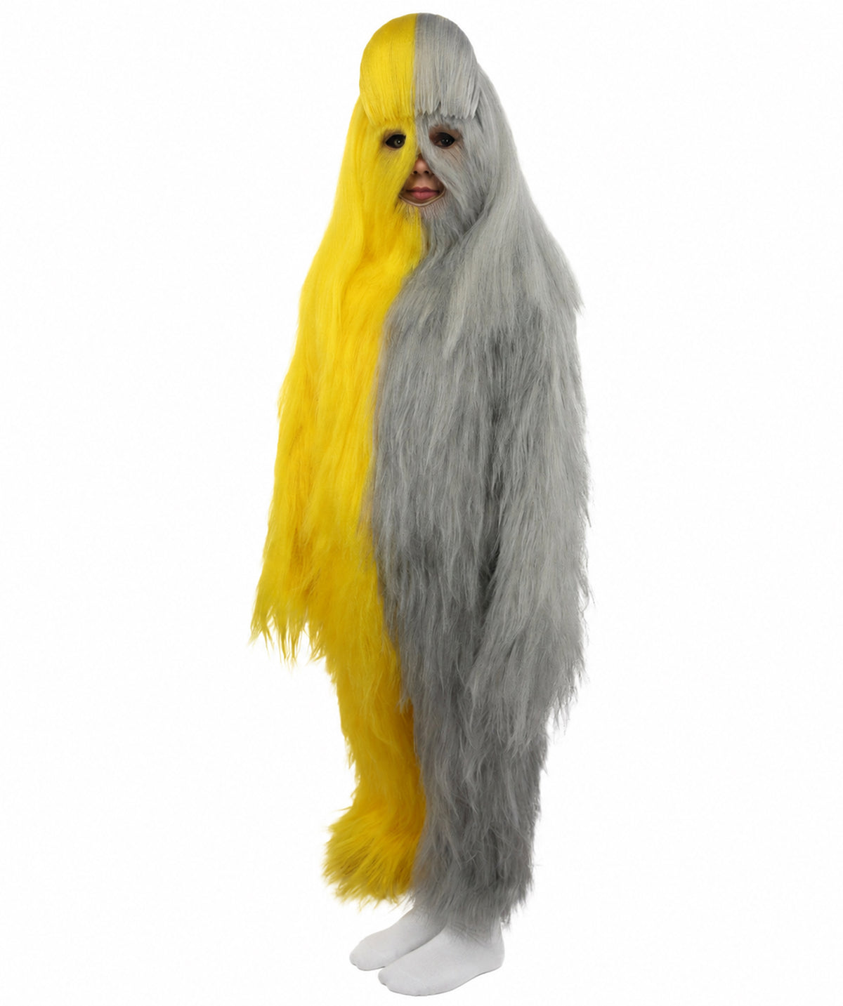 HPO Teen Extreme Hairy Person Two Part Costume, Mask and Bundle Set - Full-Body Hair Suit Extra-Long Costume Wig for Halloween, Cosplay & Parties - Multiple Color Options